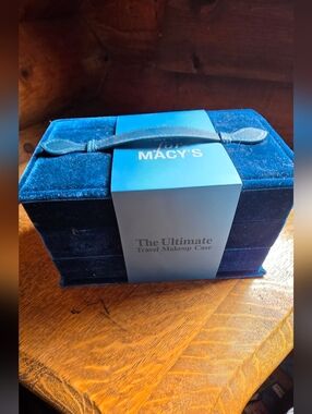 Macy's Navy Blue Velvet Travel Makeup Case